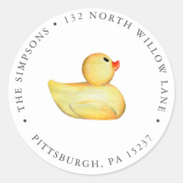 Pegatina Redonda Dirección de devolución del bebé del duque de goma