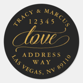 Pegatina Redonda Dirección de devolución del Boda de amor