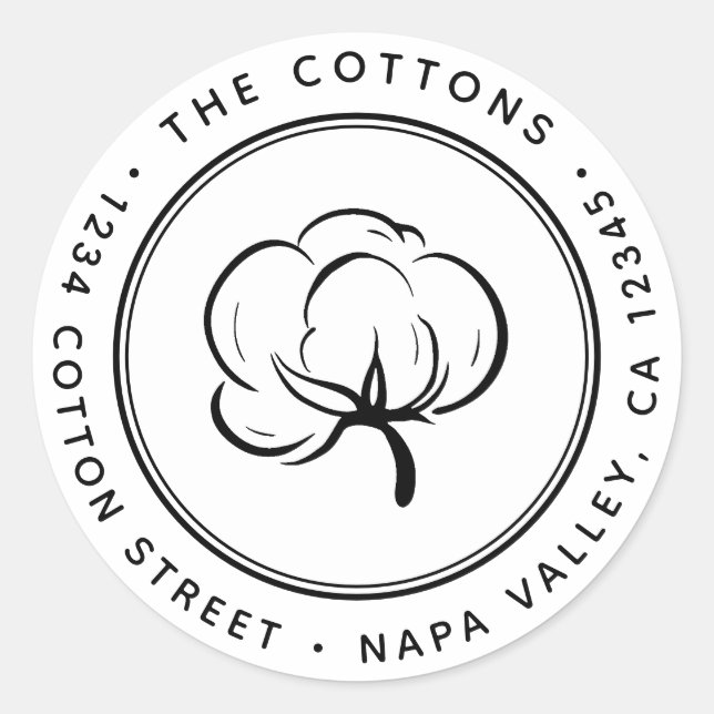 Pegatina Redonda Dirección de devolución del Boll de algodón (Anverso)