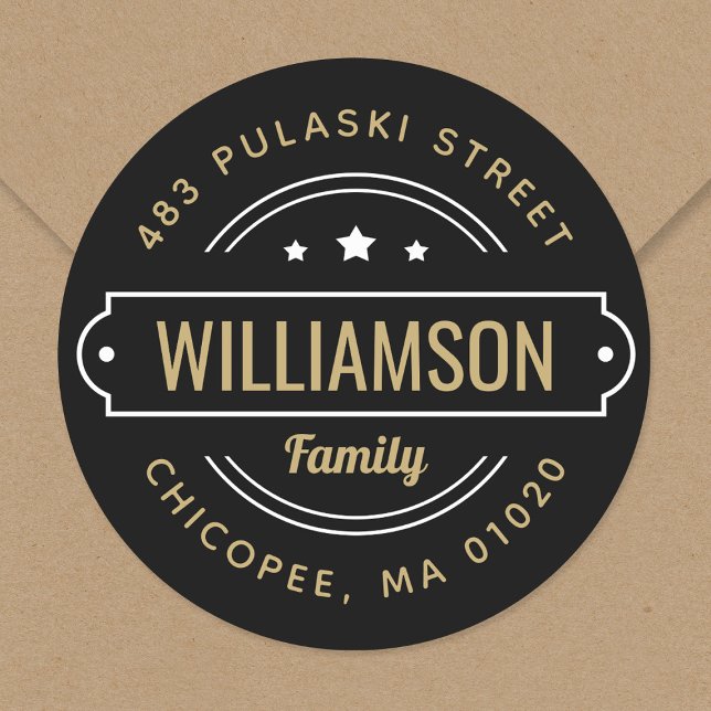 Pegatina Redonda Dirección de devolución del distintivo de nombre d (Subido por el creador)