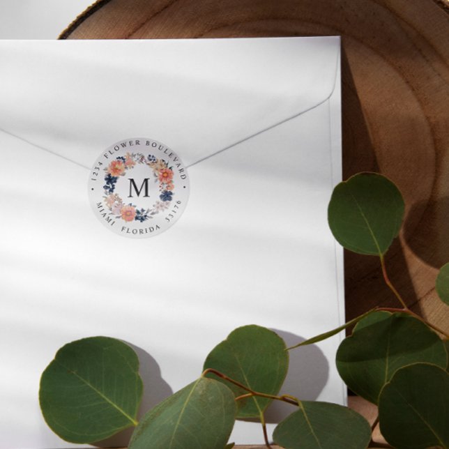 Pegatina Redonda Dirección de devolución del monograma botánico de  (Subido por el creador)