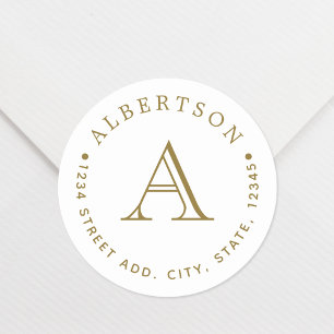 Pegatina Redonda Dirección de devolución del nombre de familia del 