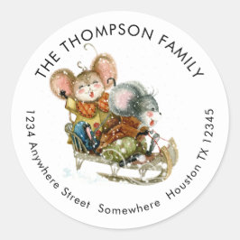 Pegatina Redonda Dirección de devolución del nombre de Fun Mice Sle