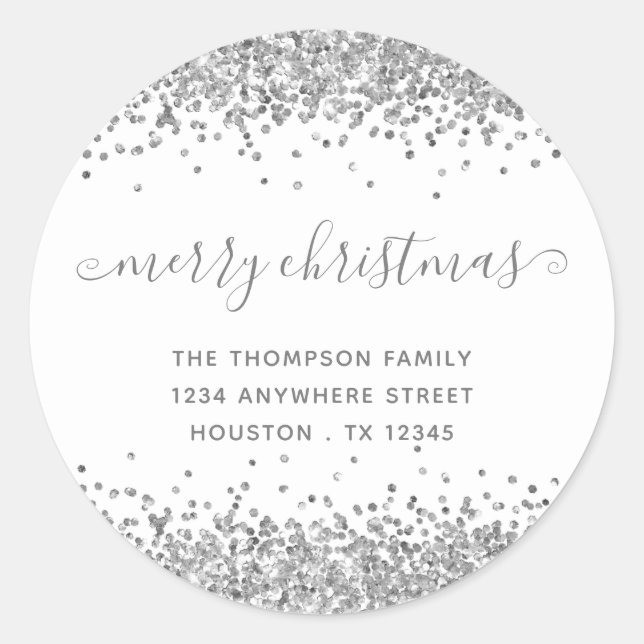 Pegatina Redonda Dirección de devolución del nombre de Navidad del  (Anverso)