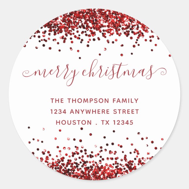Pegatina Redonda Dirección de devolución del nombre de navidad del  (Anverso)