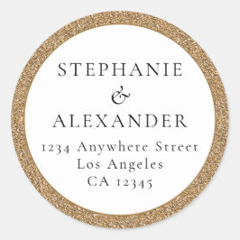 Pegatina Redonda Dirección de devolución del nombre del Boda del Pu