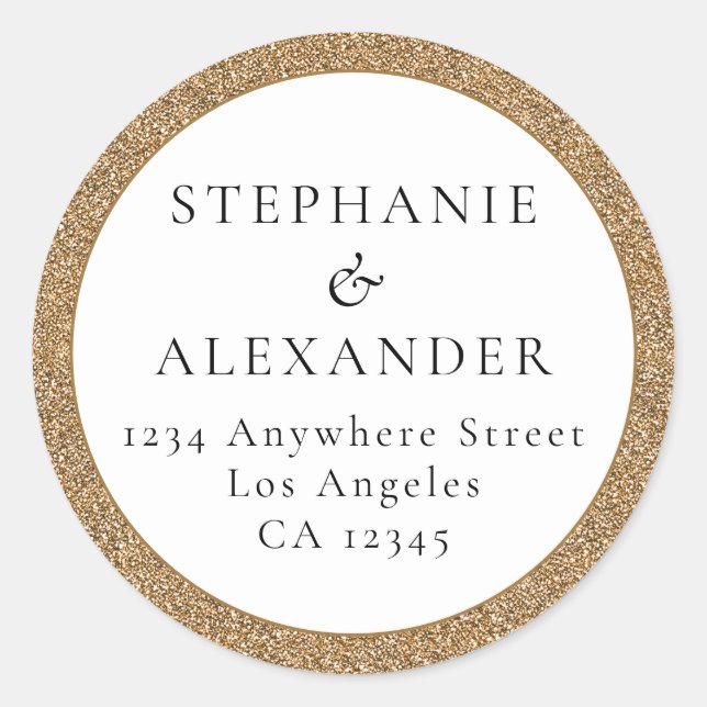 Pegatina Redonda Dirección de devolución del nombre del Boda del Pu (Anverso)