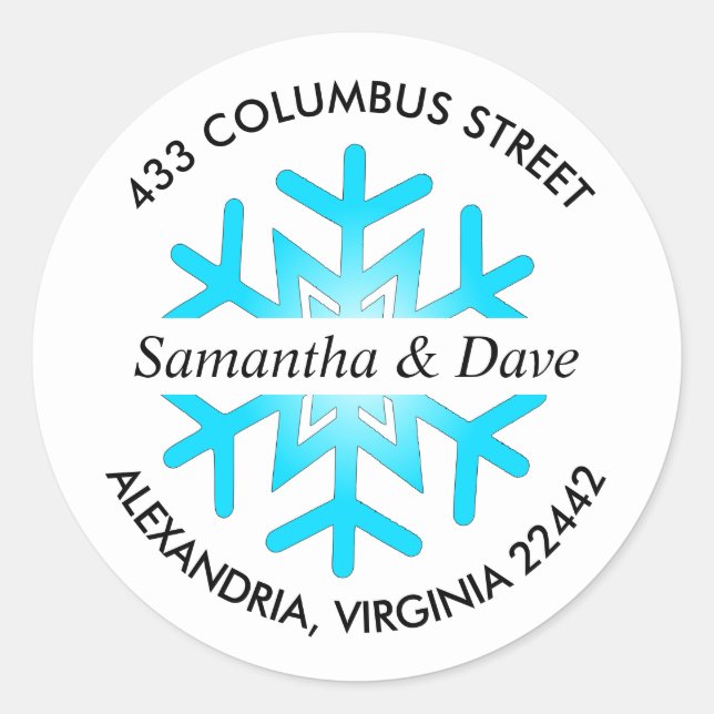 Pegatina Redonda Dirección de devolución del Personalizado de copo  (Anverso)
