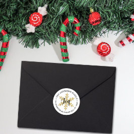 Pegatina Redonda Dirección de devolución del Personalizado de copo 