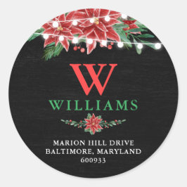 Pegatina Redonda Dirección de devolución del tablero de navidades P