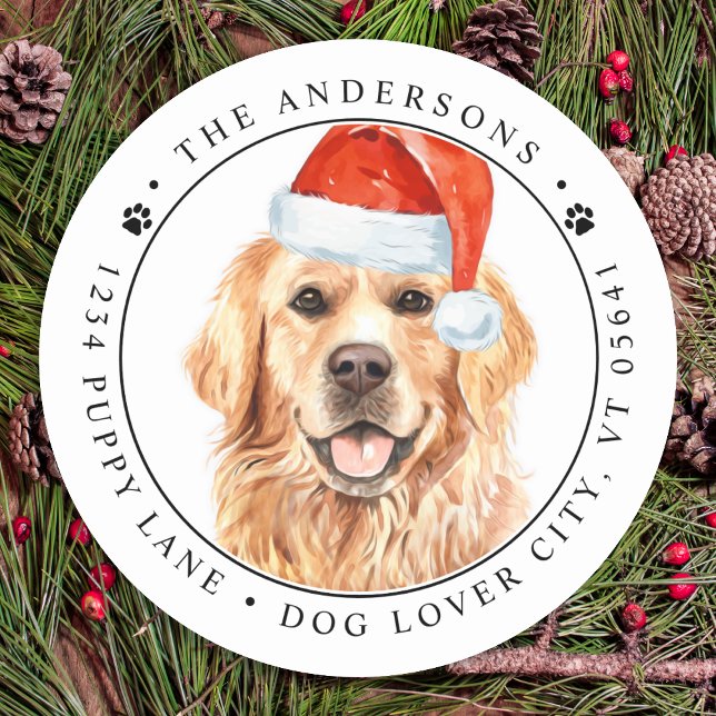 Pegatina Redonda Dirección de devolución divertida del perro del Go (Subido por el creador)