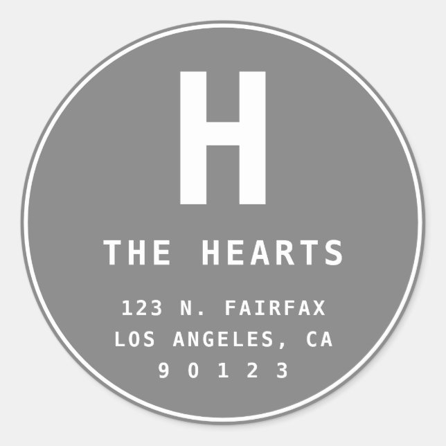 Pegatina Redonda Dirección de devolución editable con monograma | G (Anverso)