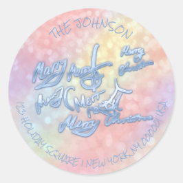 Pegatina Redonda Dirección de devolución Forma de navidad Feliz Hol