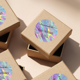 Pegatina Redonda Dirección de devolución Holográfica hecha a mano