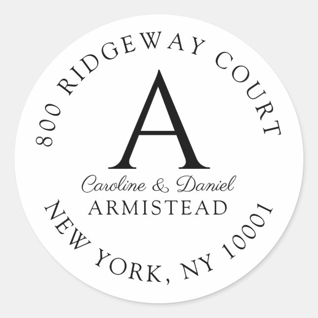 Pegatina Redonda Dirección de devolución inicial de monograma de pa (Anverso)