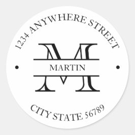 Pegatina Redonda Dirección de devolución inicial del nombre formal 