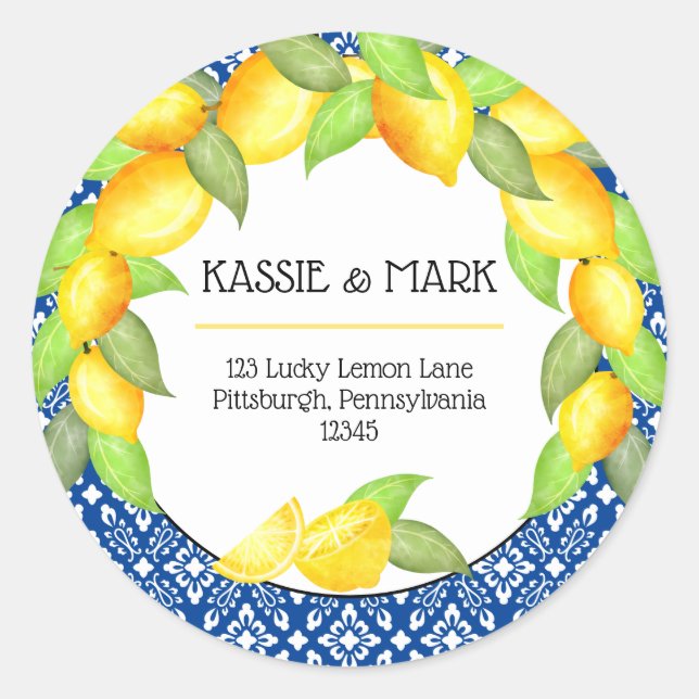 Pegatina Redonda Dirección de devolución italiana de Main Squeeze L (Anverso)