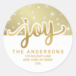 Pegatina Redonda Dirección de devolución manuscrita de joy Gold par