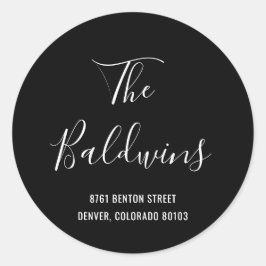 Pegatina Redonda Dirección de devolución moderna de nombre grande n