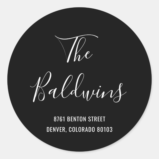 Pegatina Redonda Dirección de devolución moderna de nombre grande n (Anverso)