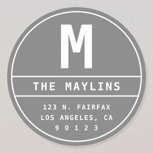 Pegatina Redonda Dirección de devolución personalizable con monogra