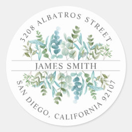 Pegatina Redonda Dirección de devolución personalizada I Eucalyptus
