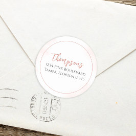 Pegatina Redonda Dirección de devolución rosa simple calilisis Mini