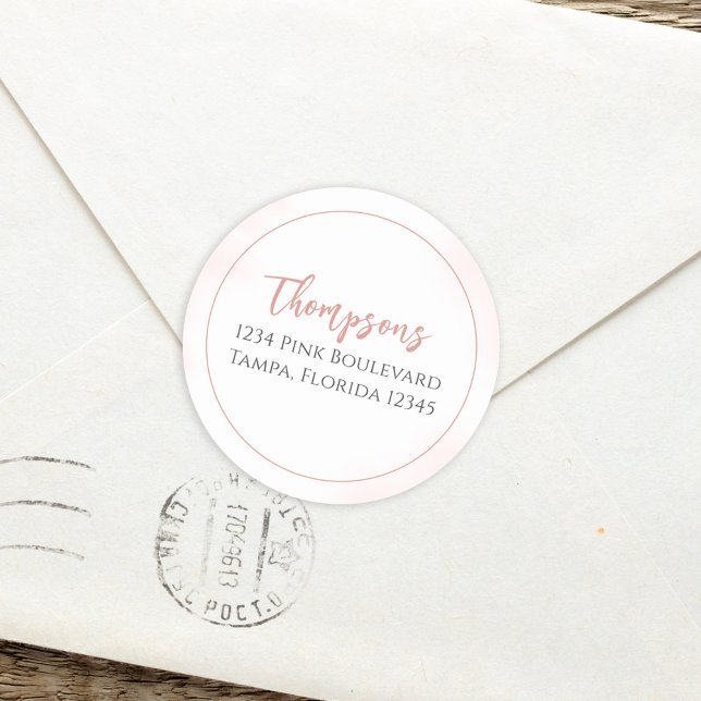 Pegatina Redonda Dirección de devolución rosa simple calilisis Mini (Subido por el creador)