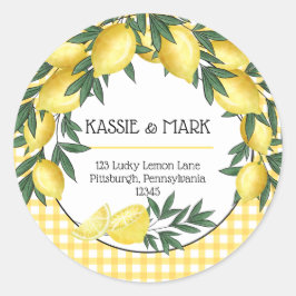 Pegatina Redonda Dirección de devolución tropical principal de apre