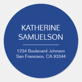 Pegatina Redonda Dirección de devolución y nombre azul de la marina