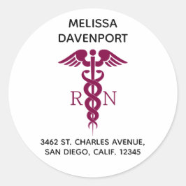 Pegatina Redonda Dirección de enfermería simple registrada del Cadu