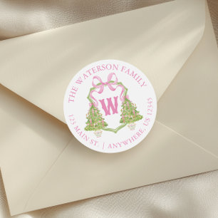 Pegatina Redonda Dirección de Escudo de Navidades de desnudos rosad