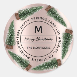 Pegatina Redonda Dirección de familia de Navidades casados RSVP Mon