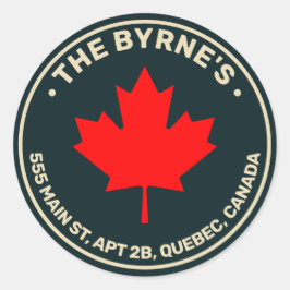 Pegatina Redonda Dirección de hojas de arce rojas canadiense