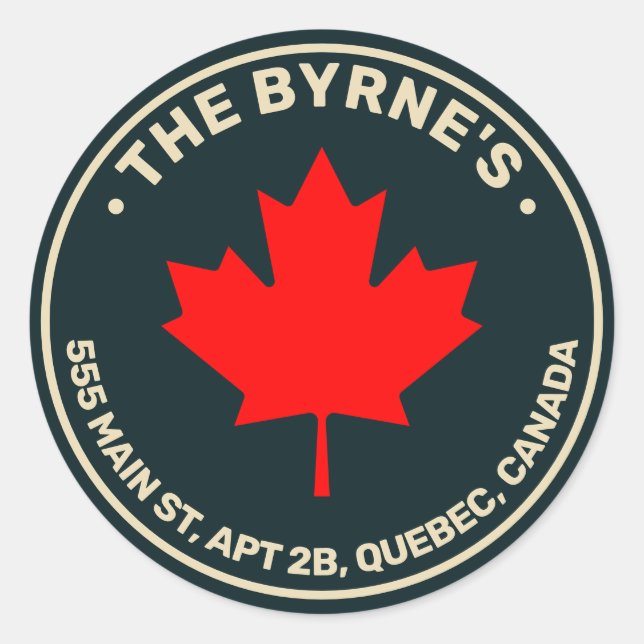 Pegatina Redonda Dirección de hojas de arce rojas canadiense (Anverso)