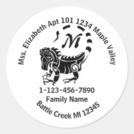 Pegatina Redonda Dirección de la casa de la familia Wild Iguana