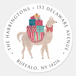 Pegatina Redonda Dirección de la mano de los navidades de Alpaca