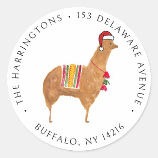 Pegatina Redonda Dirección de la mano de los navidades de Alpaca