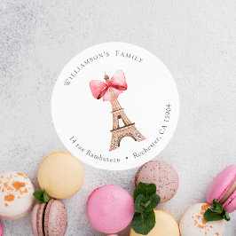 Pegatina Redonda Dirección de la Torre Eiffel París