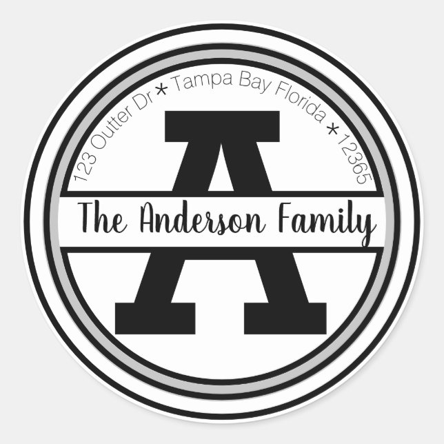 Pegatina Redonda Dirección de monograma (Anverso)