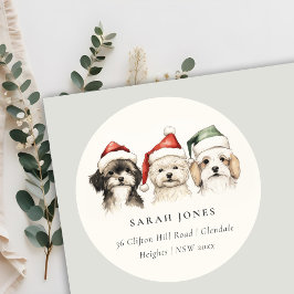 Pegatina Redonda Dirección de Navidades brillantes y de peluche de