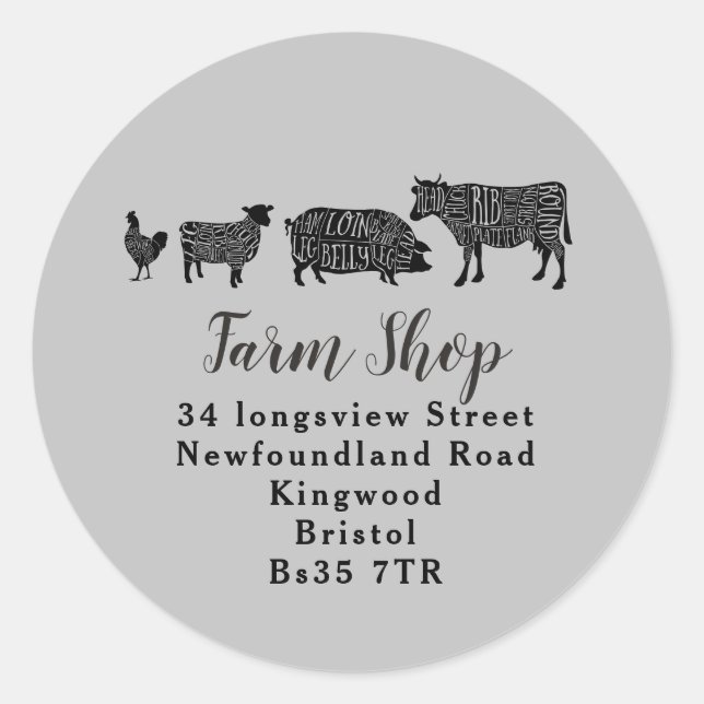 Pegatina Redonda dirección de negocio agricultor minorista comercia (Anverso)