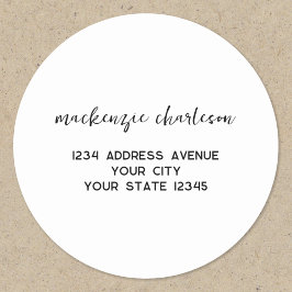 Pegatina Redonda Dirección de nombre personalizada de script modern