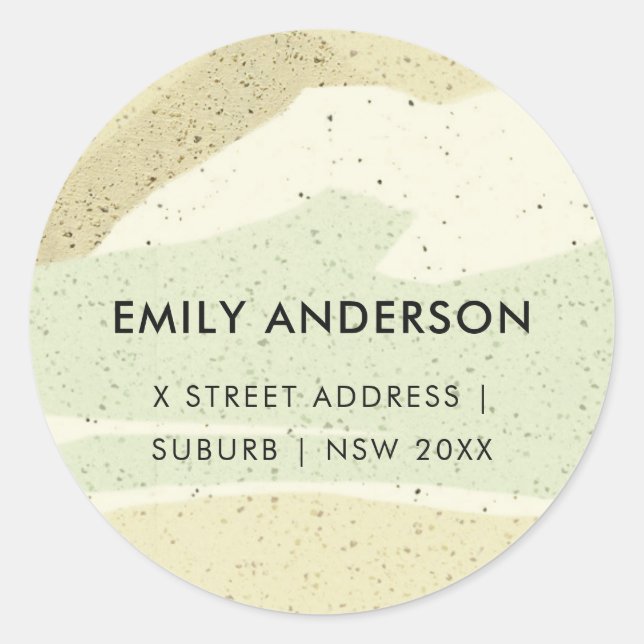 PEGATINA REDONDA DIRECCIÓN DE OLAS DE ARTE ABSTRACTAS SUTILES AQUA  (Anverso)