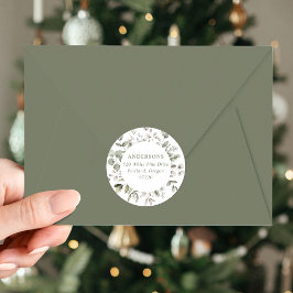 Pegatina Redonda Dirección de regreso de Foliage y Snowberries en i