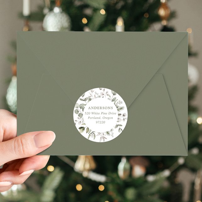 Pegatina Redonda Dirección de regreso de Foliage y Snowberries en i (Subido por el creador)