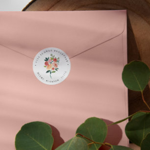 Pegatina Redonda Dirección de retorno botánico de la flor de otoño