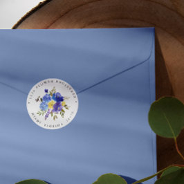 Pegatina Redonda Dirección de retorno botánico de los buquetes amar