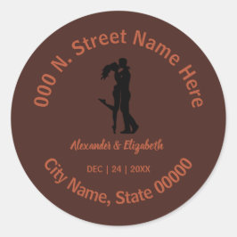 Pegatina Redonda Dirección de retorno clásica oscuro y terrenal