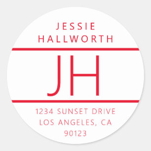 Pegatina Redonda Dirección de retorno con aspecto moderno blanco y 